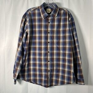 Jos A Bank Men's Long Sleeve Button Down Shirt Plaid Blue And Maroon Large